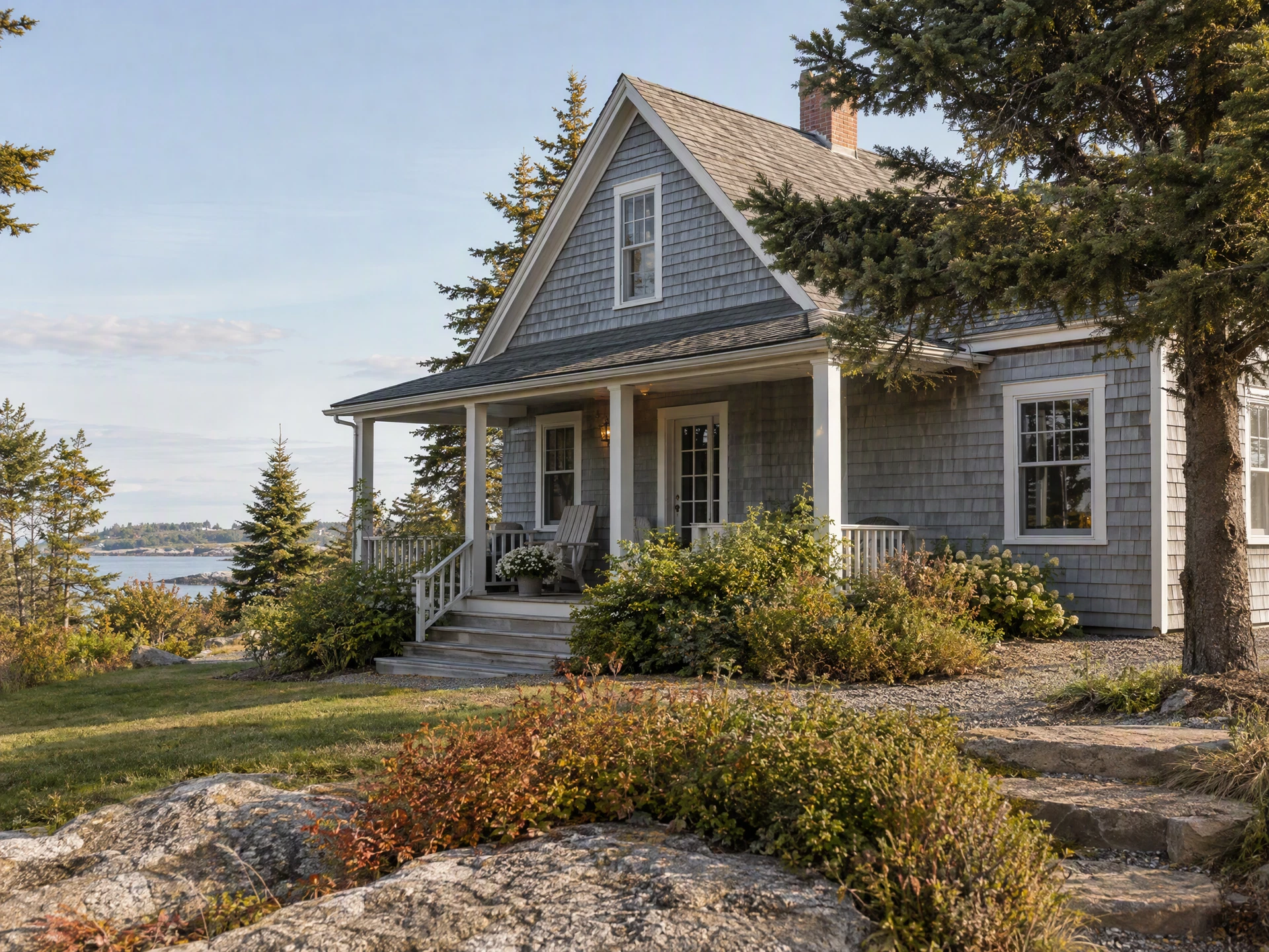 Illustrative coastal cottage or bungalow; not a current listing